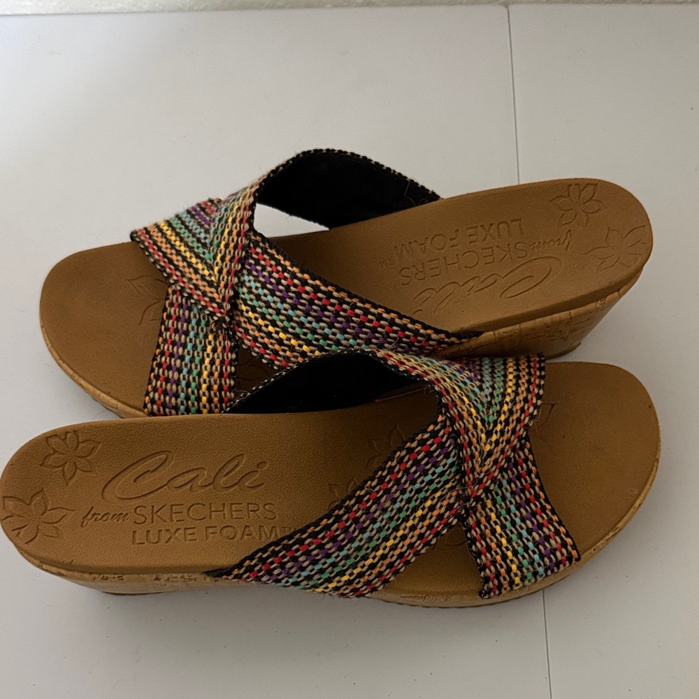 Skechers Cali Women's Colorful Wedge Sandals Women Size 9.5